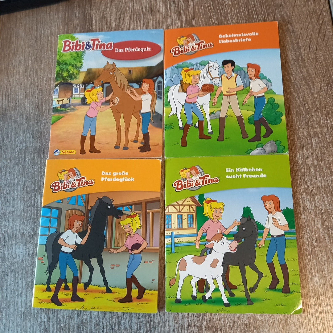 Bibi und Tina 4 Hefte 1 Das Pferdequiz 2 Geheimnisvolle Liebesbriefe 3 Das große Pferdeglück 4 Ein Kälbchen sucht Freunde