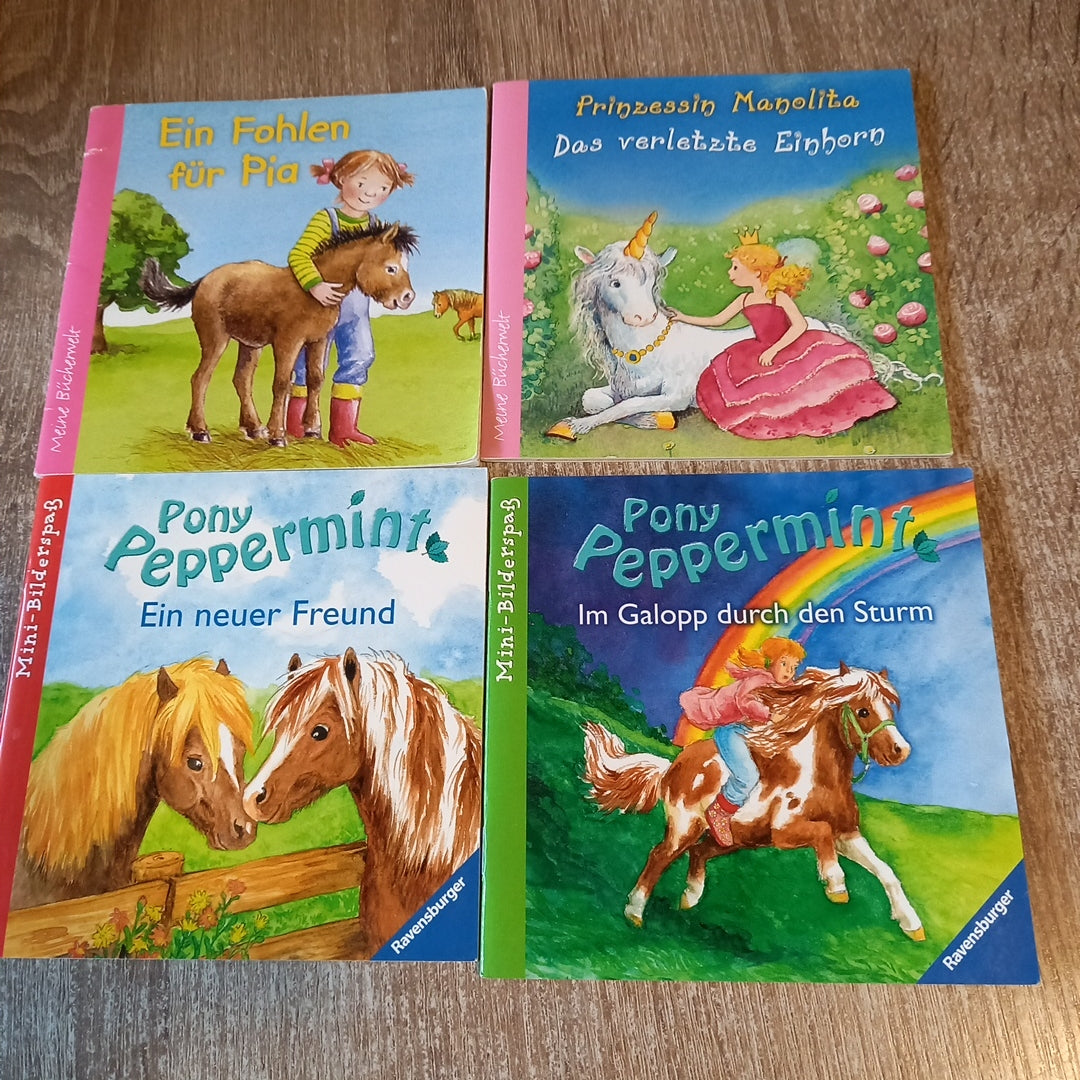 Mini Bilderspass 4 Hefte 1 ein Fohlen für Pia 2 Prinzessin Manolita Das verletzte Einhorn 3 Pony Peppermint Ein neuer Freund 4 Pony Peppermint Im Galopp durch den Sturm