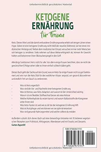 SCHLANK DURCH KETO! Ketogene Ernährung für Frauen: Wie du mit der Keto Diät gesund und langfristig abnehmen kannst. Inkl. 21 Tage Ernährungsplan mit 70 leckeren vegetarischen Rezepten