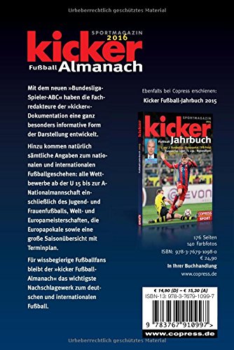 Kicker Fußball-Almanach 2016: Mit aktuellem Bundesliga-Spieler-ABC. Hrsg.: Kicker-Sportmagazin