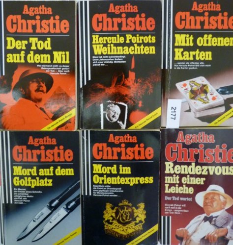 6 x Hercule Poirot: 1. Der Tod auf dem Nil. 2. Hercule Poirots Weihnachten. 3. Mit offenen Karten. 4. Mord auf dem Golfplatz. 5. Mord im Orientexpress. 6. Rendezvous mit einer Leiche.