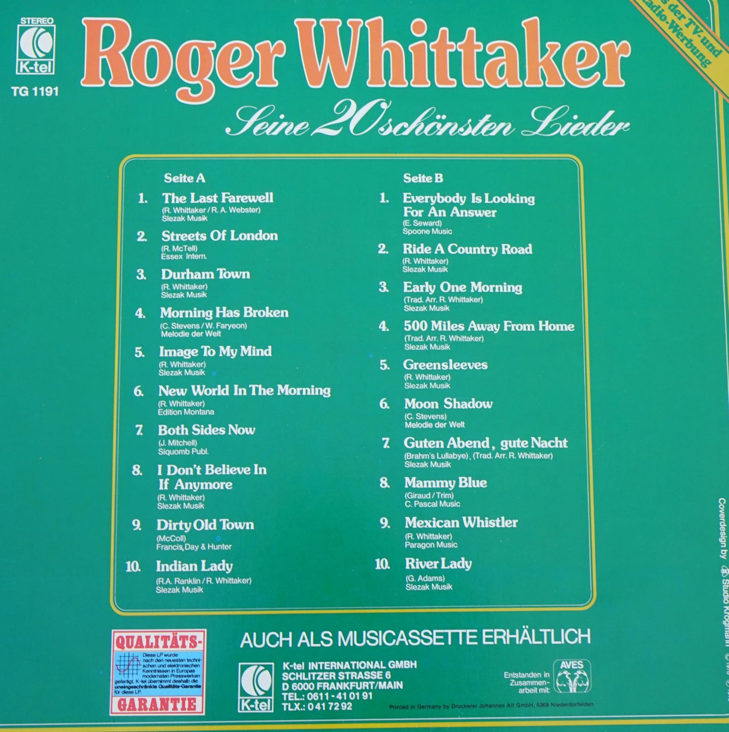 Seine 20 schönsten Lieder; Erscheinungsjahr 1978