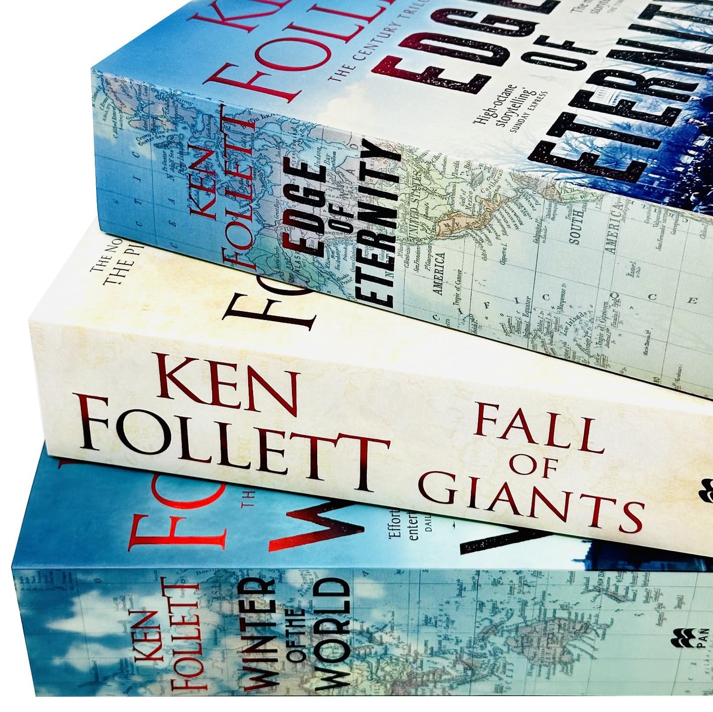 Ken Follett Century Trilogy War Stories Collection 3 Books Set (Fall of Giants, Winter of the World , Edge of Eternity)