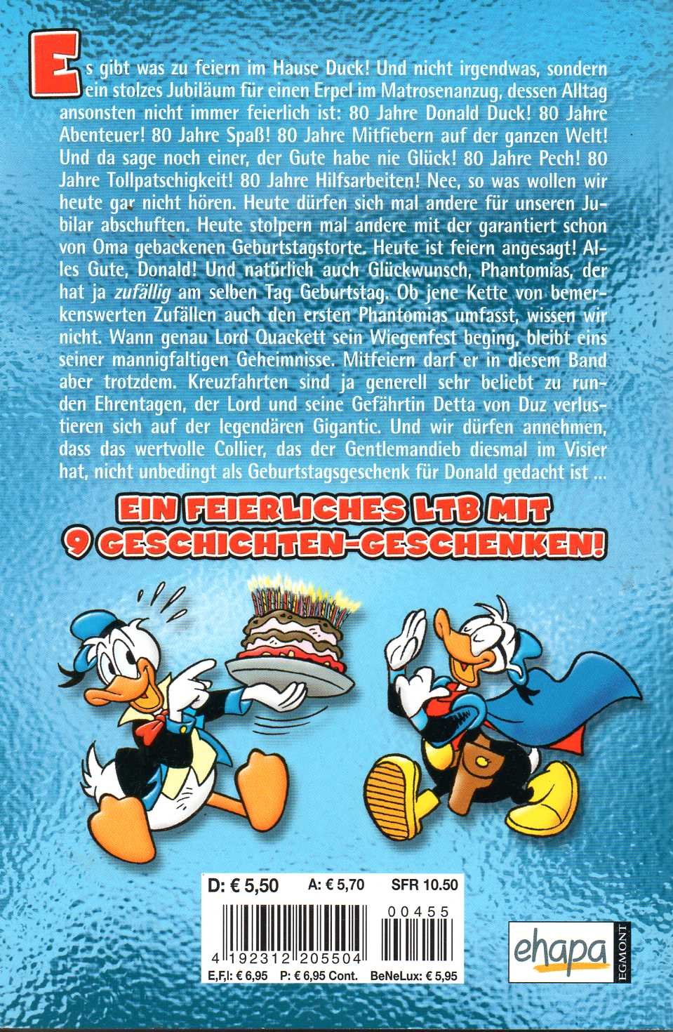 Lustiges Taschenbuch LTB Nr. 455 - 80 Jahre Donald Duck Jubiläums-Ausgabe Cover BLAU