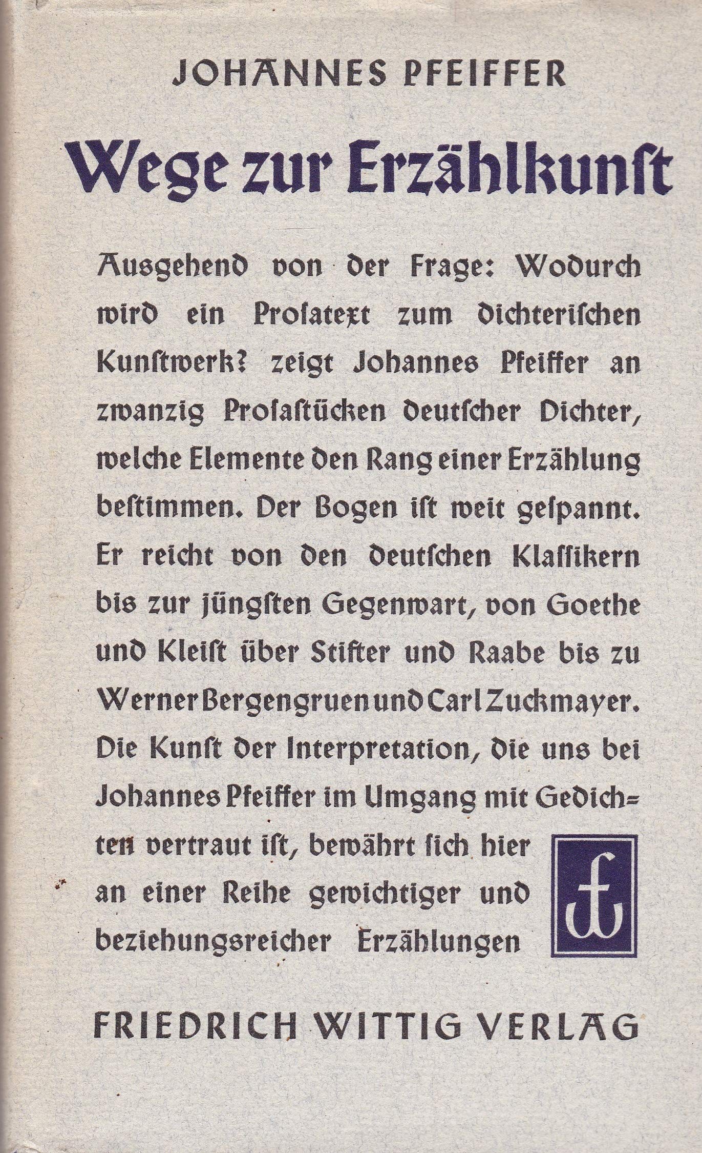 Wege zur Erzählkunst : Über den Umgang mit dichterischer Prosa.