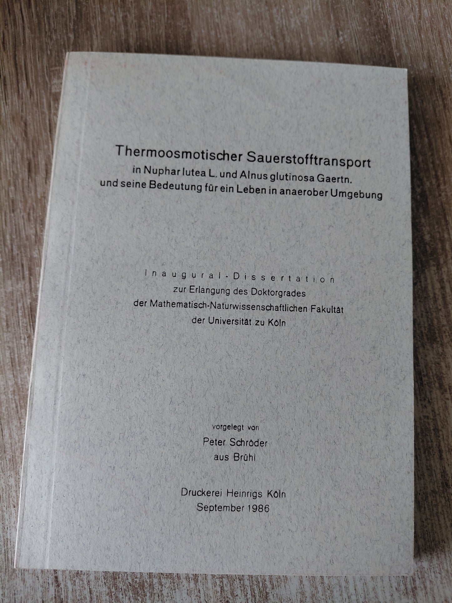 Thermoosmotischer Sauerstofftransport