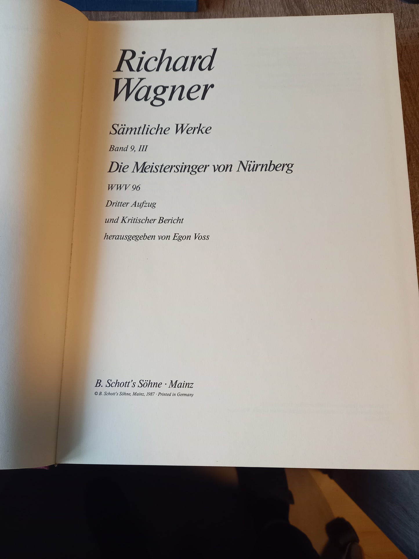Richard Wagner Sämtliche Werke Band 9 , III Verlag Schotts Söhne