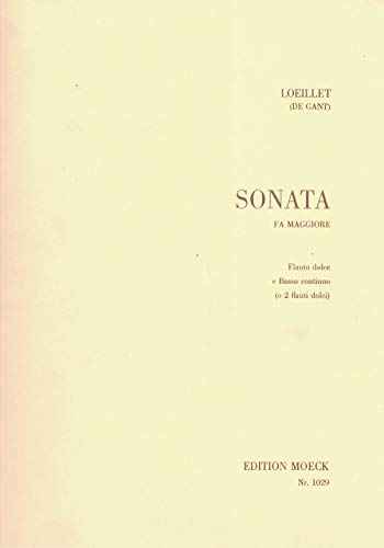 Sonate F-Dur Opus l Nr. 4 für Alt-Blockflöte (Querflöte, Oboe, Violine) und Cembalo (Klavier); Violoncello (Gambe) an lib. oder für 2 Alt-Blockflöten allein. Partitur und drei Stimmen.