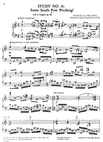 Study No.21: Some South Paw Pitching: for Piano
