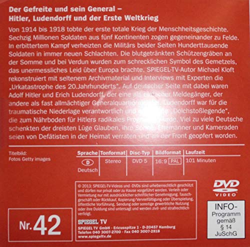 Spiegel TV DVD Nr. 42 : ADOLF HITLER UND ERICH LUDENDORFF - DER GEFREITE UND SEIN GENERAL UND DER ERSTE WELTKRIEG