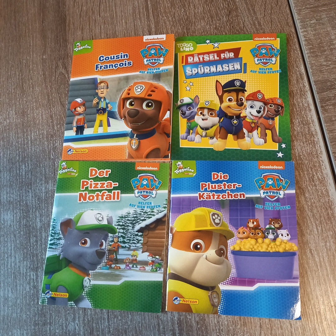 Paw Patrol 4 Minihefte 1 Cousin François 2 Rätsel für Spürnasen 3 Der Pizza Notfall 4 Die Plusterkätzchen