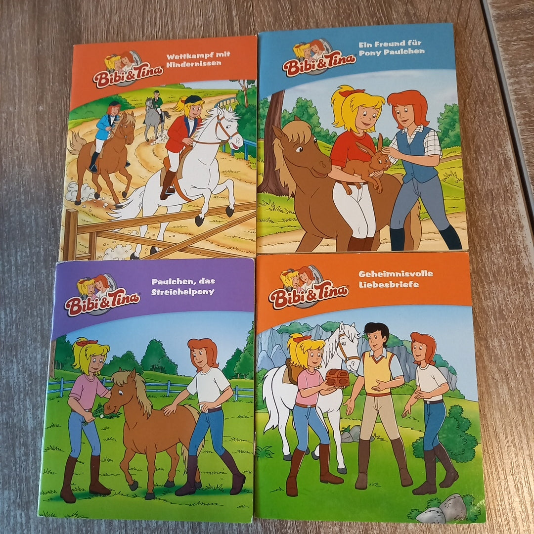 Bibi und Tina 4 Hefte 1 Wettkampf mit Hindernissen 2 Ein Freund für Pony Paulchen 3 Paulchen das Streichelpony 4 Geheimnisvolle Liebesbriefe