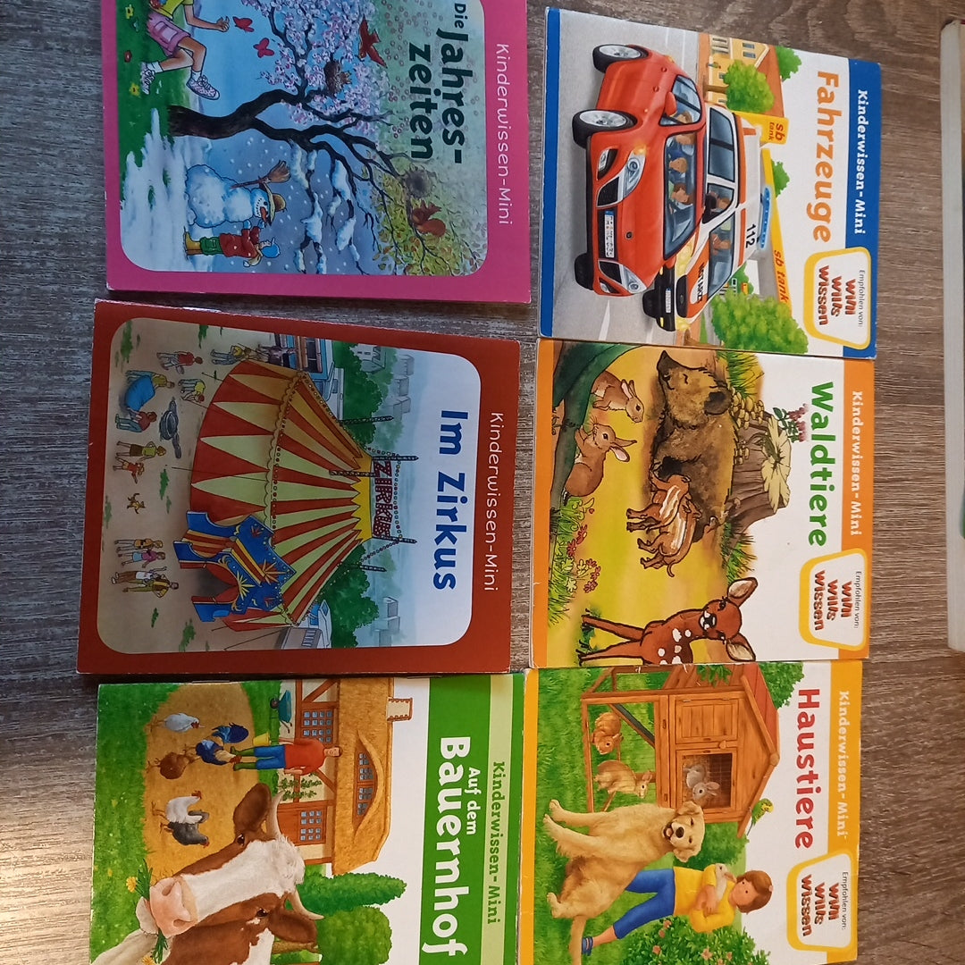 Kinderwagen Mini 6 Hefte 1 Fahrzeuge 2 Waldtiere 3 Haustiere 4 Die Jahreszeiten 5 Im Zirkus 6 Auf dem Bauernhof
