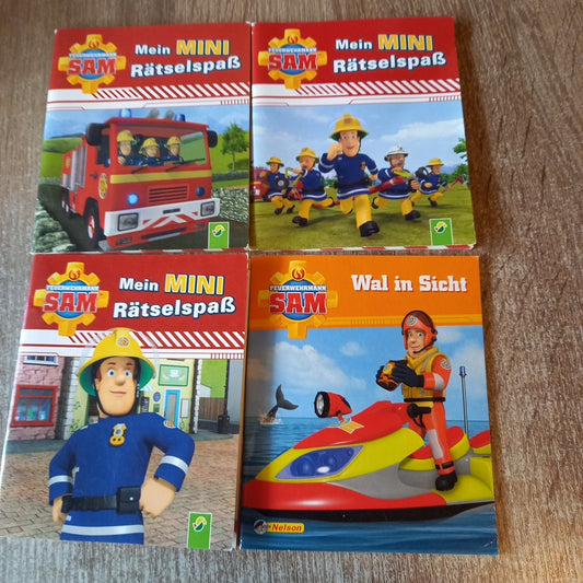 4 Hefte von Feuerwehrmann Sam 3 unterschiedliche mein Rätsel Mini Rätselspass Wal in Sicht