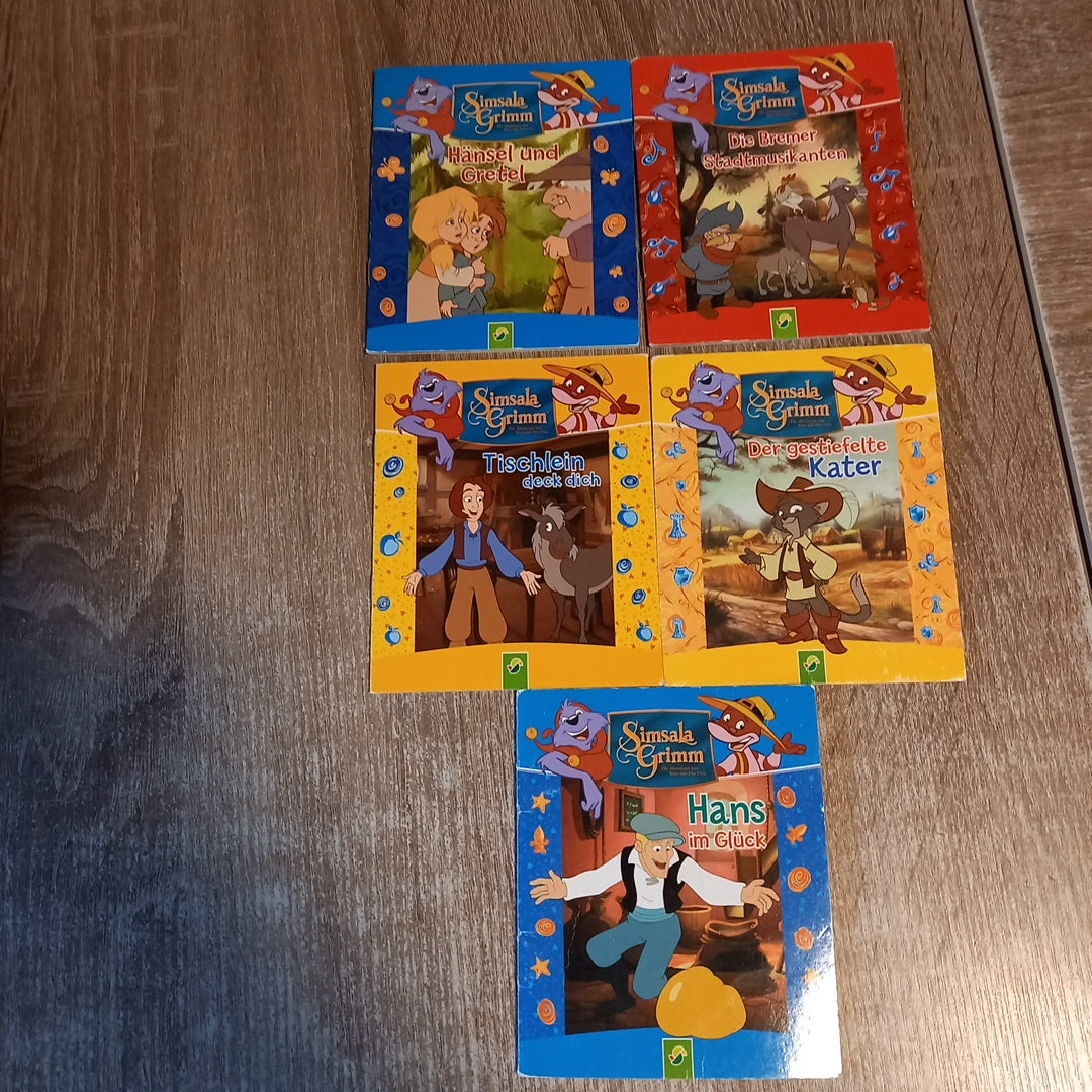 Simsala Grimm 5 Hefte 1 Hänsel und Gretel 2 Die Bremer Stadtmusikanten 3 Tischlein Deck dich 4 Der gestiefelte Kater 5 Hans im Glück