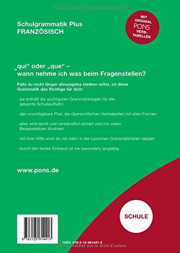 PONS Schulgrammatik Plus Französisch: Für alle Schuljahre: umfassend nachschlagen, verstehen, wissen; inklusive praktischer Verbtabellen