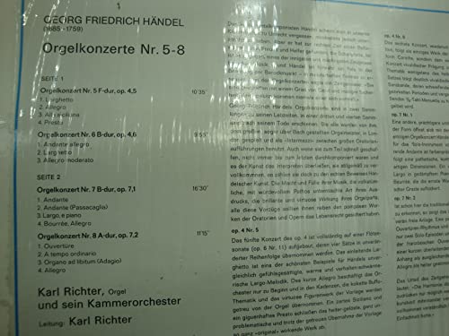 KARL RICHTER orgelkonzerte nr. 5-8 HANDEL LP 1969 Decca