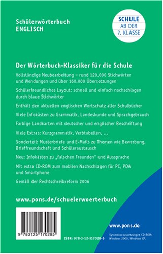 PONS Schülerwörterbuch Englisch. Englisch-Deutsch /Deutsch-Englisch