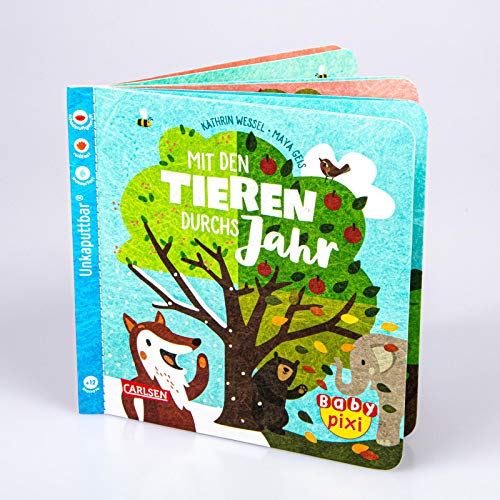 Baby Pixi (unkaputtbar) 92: Mit den Tieren durchs Jahr: Unzerstörbares Baby-Buch ab 12 Monaten über die Jahreszeiten – auch als Badebuch geeignet (92)
