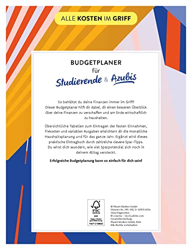 Budgetplaner für Studierende & Azubis: Übersichtliche Tabellen zum Eintragen | Clevere Spar-Tipps (Alle Kosten im Griff)