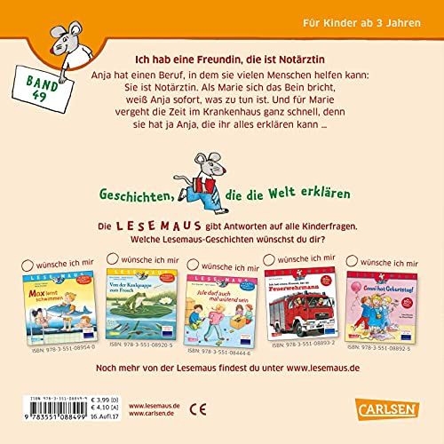 LESEMAUS 49: Ich hab eine Freundin, die ist Notärztin: Alles über den spannenden Beruf | Bilderbuch für Kinder ab 3 Jahre (49)