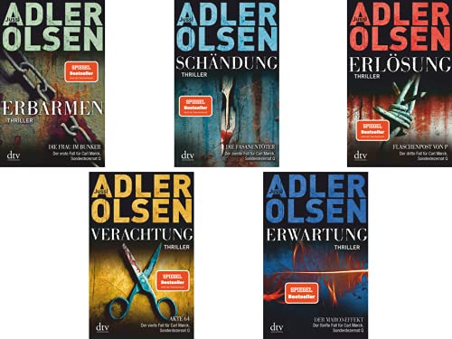 Jussi Adler Olsen | Carl Mørck Reihe - Sonderdezernat Q | 5er Thriller Set | Erbarmen + Schändung + Erlösung + Verachtung + Erwartung