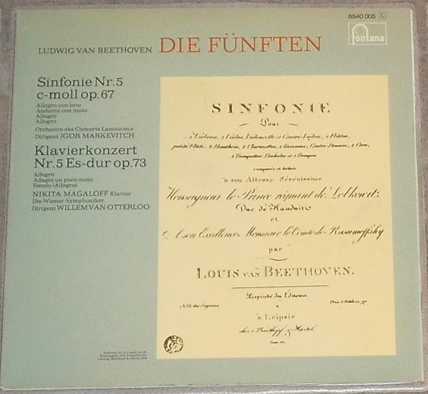 Ludwig van Beethoven - Beethoven Die Fünften 5. Sinfonie C-Moll und Klavierkonzert ES-Dur - Fontana - 6540 005