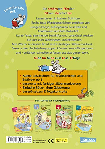 LESEMAUS zum Lesenlernen Sammelbände: Die schönsten Pferde-Silben-Geschichten: Extra Lesetraining – Lesetexte mit farbiger Silbenmarkierung