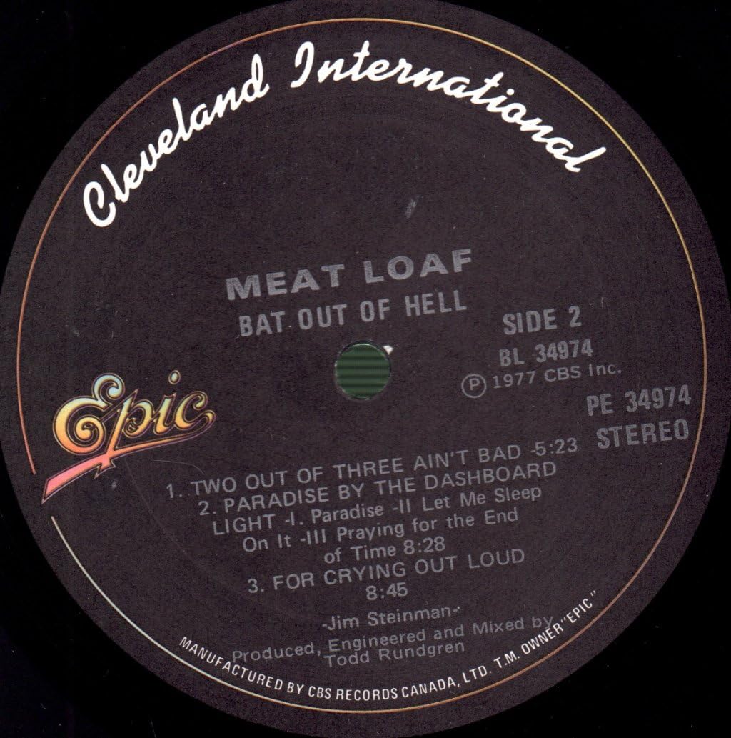 YYST MEAT LOAF Bat Out Of Hell PE 34974 LP Vinyl VG++ Cover VG++ Sleeve