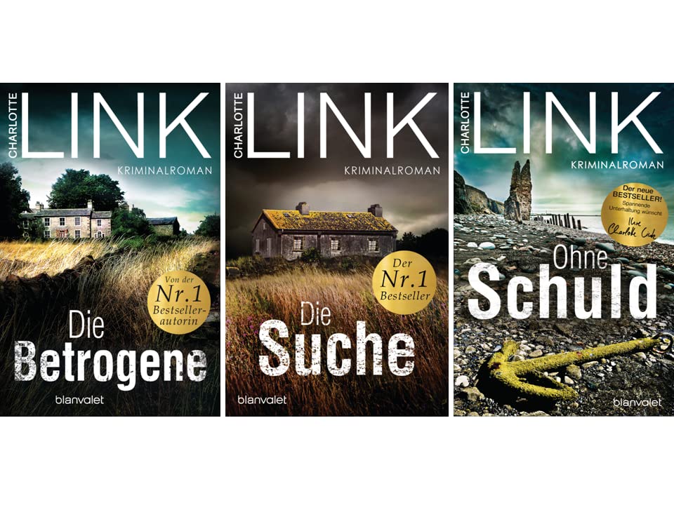 N.N. Charlotte Link | Die Kate Linville - Reihe + Tragetasche | 3er Set als Softcover | Die Betrogene + Die Suche + Ohne Schuld