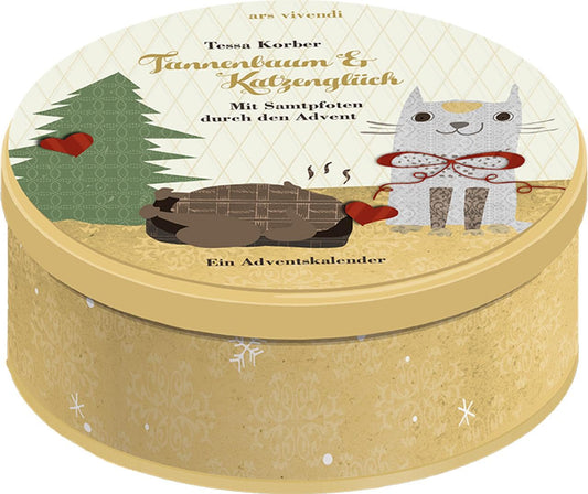 Adventskalender: Tannenbaum und Katzenglück: Mit Samtpfoten durch den Advent - Adventskalender mit Katzengeschichte in Blechdose mit 24 Karten zum Aufhängen: Mit Samtpfoten durch den Advent 2017