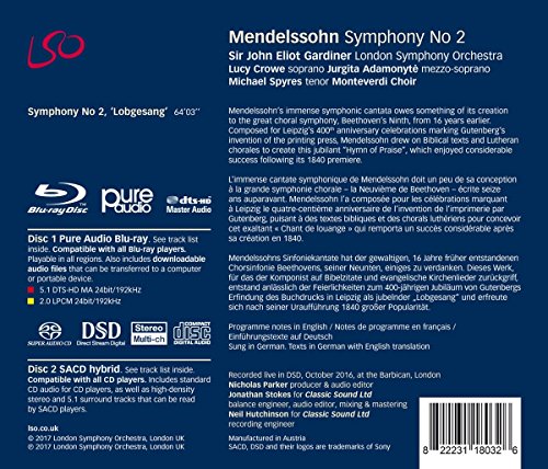 Mendelssohn Bartholdy: Symphony No 2 'Lobgesang' (SACD + Audio Blu-R)