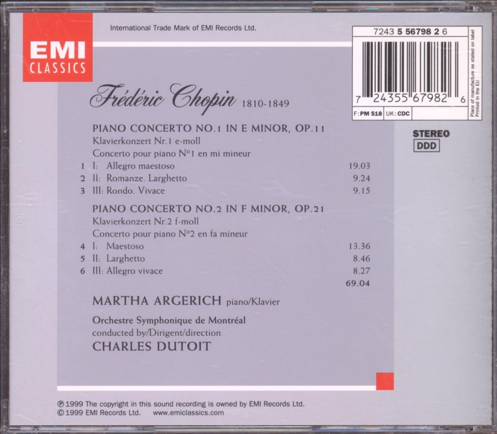 Chopin: Piano Concertos Nos. 1 & 2 / Dutoit, Argerich