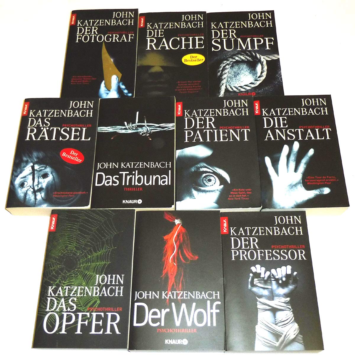 10 x John Katzenbach: Der Fotograf - Die Rache - Der Sumpf - Das Rätsel – Das Tribunal - Der Patient - Die Anstalt - Das Opfer - Der Professor - Der Wolf