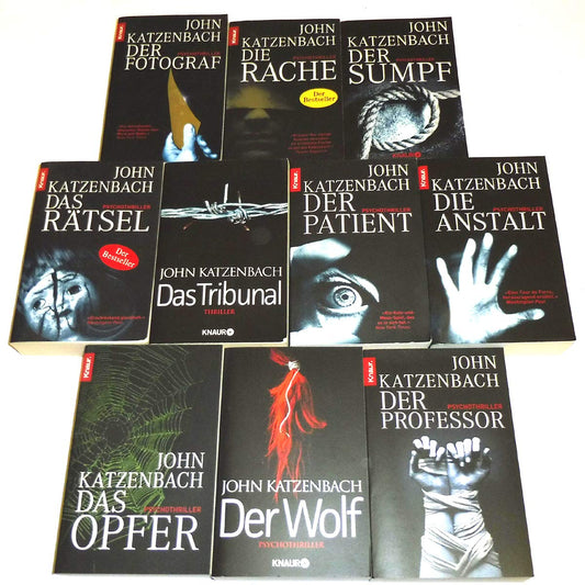 10 x John Katzenbach: Der Fotograf - Die Rache - Der Sumpf - Das Rätsel – Das Tribunal - Der Patient - Die Anstalt - Das Opfer - Der Professor - Der Wolf