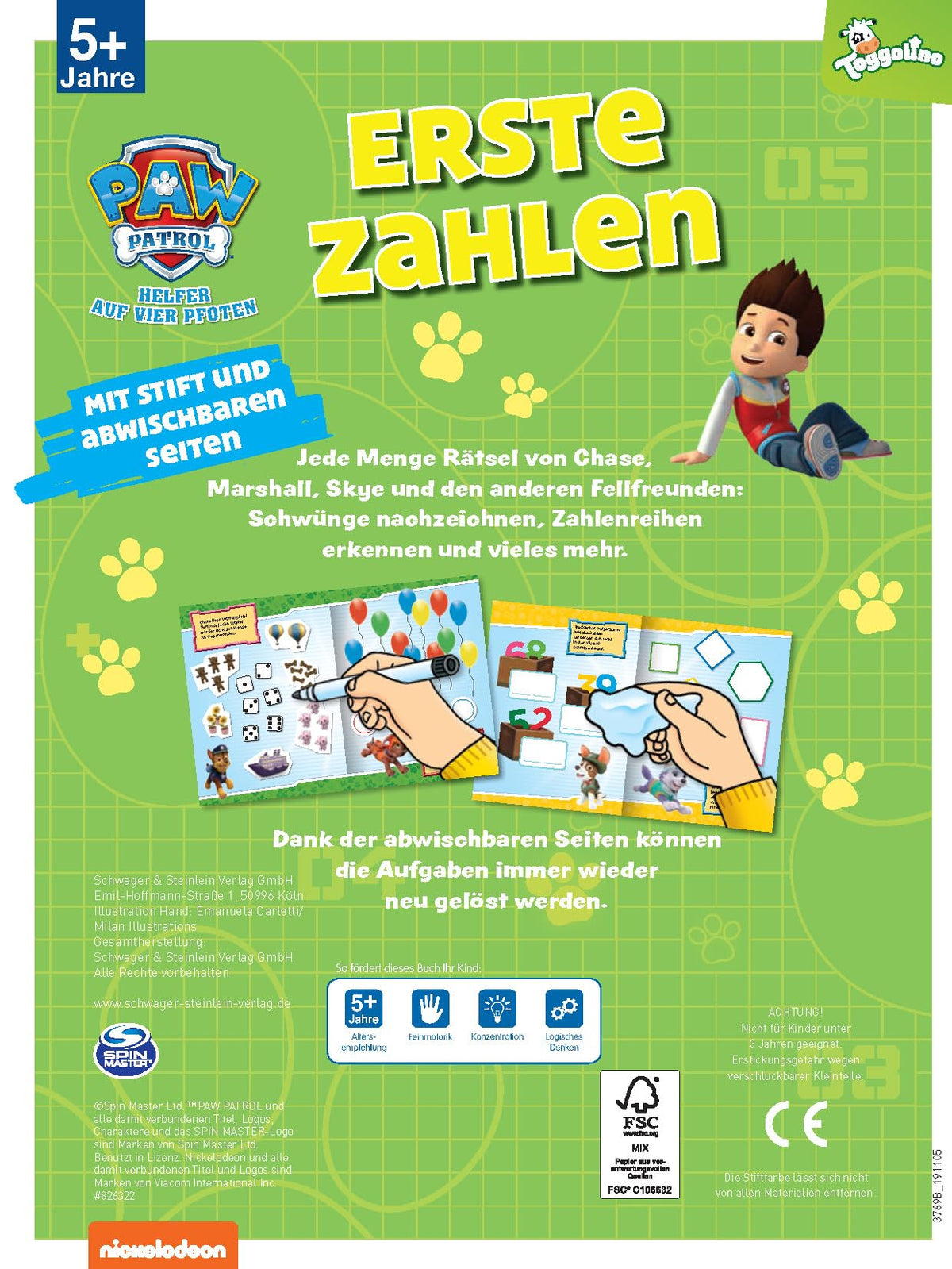Mein Lernspielheft PAW Patrol Erste Zahlen: Ab 5 Jahren. Mit Stift und abwischbaren Seiten