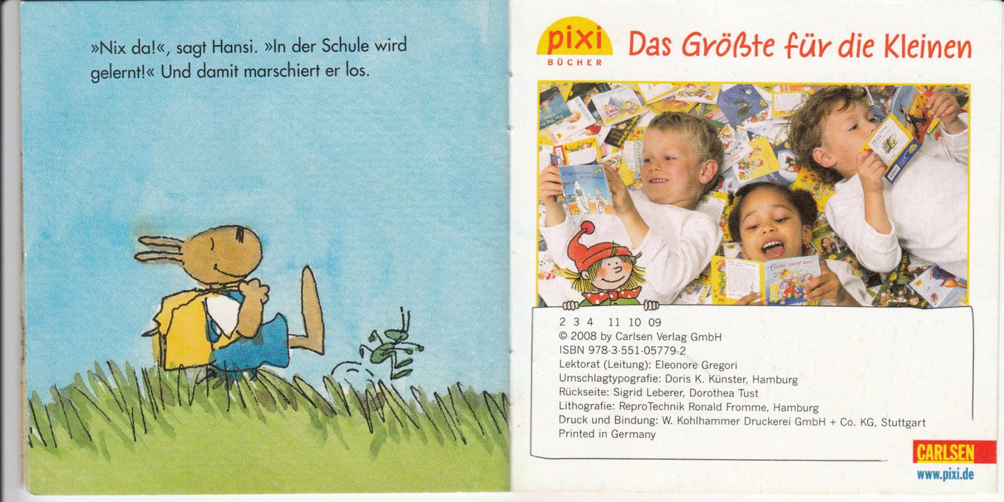 Hansi Hase und seine Schultüte - Pixi-Buch 1607 (Einzeltitel) aus Pixi-Serie 179