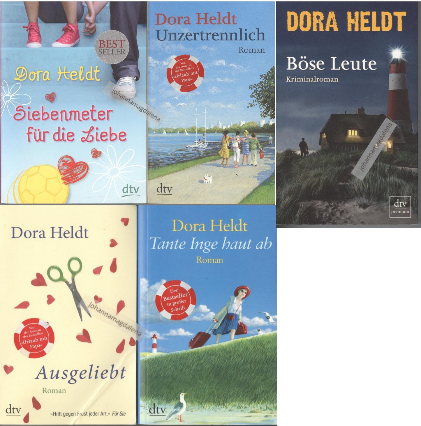 Konvolut 5 Bände Dora Heldt: "Ausgeliebt" + "Unzertrennlich" + "Siebenmeter für die Liebe" + "Tante Inge haut ab" + "Böse Leute"