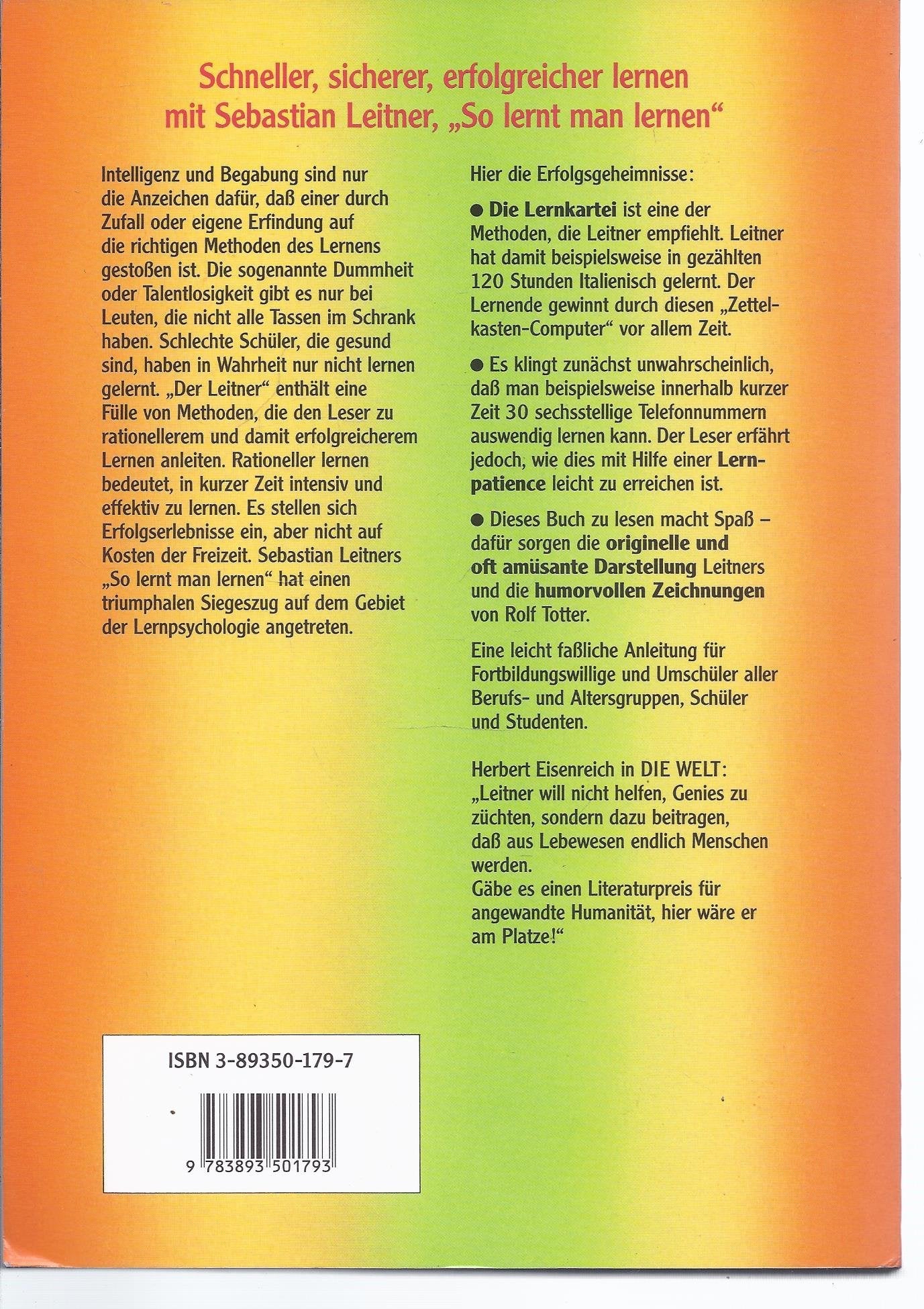 So lernt man lernen : angewandte Lernpsychologie - ein Weg zum Erfolg.