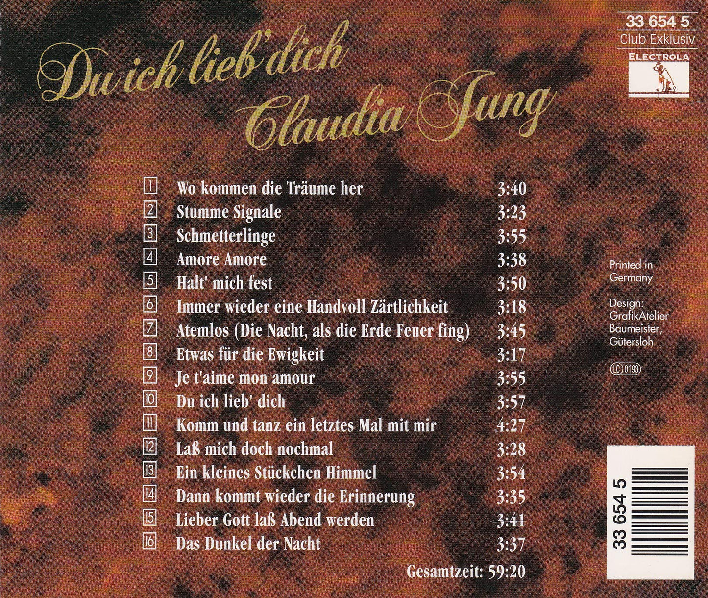 Claudia Jung - Du ich lieb dich - CD1 - Goldene Geschenkausgabe