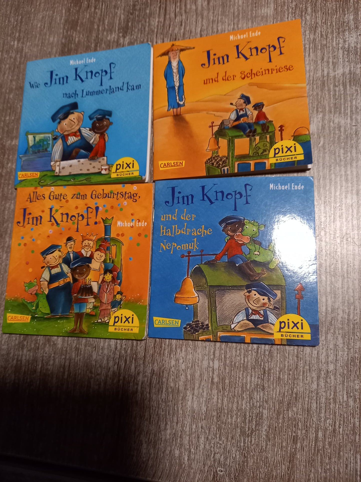 4x Pixi 1 Wie Jim Knopf nach Lummerland Kam  2 ....der Scheinriese  3 ...Alles Gute zum Geburtstag   4 ....und der Halbdrache Nepomuk