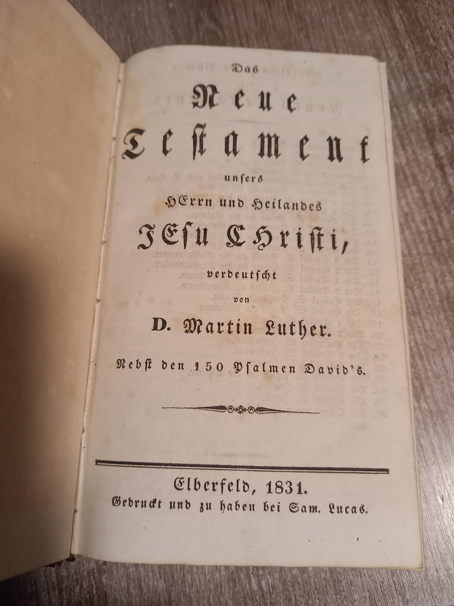 Das neue Testament unseres Herrn und Heilandes Jesu Chrisi von 1831