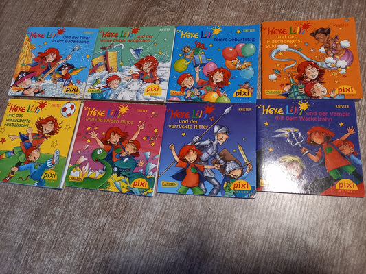 8x Pixi Hefte Hexe Lilli  1  und der Pirat in der Badewanne  2 und der kleine Eisbär  Knöpfchen 3 feiert Geburtstag  4 und der Flaschengeist Suki 5 und das verzauberte Fußballspiel  6 und die wilden dinos  7 und der verrückte Ritter  8 und der Vampir mit