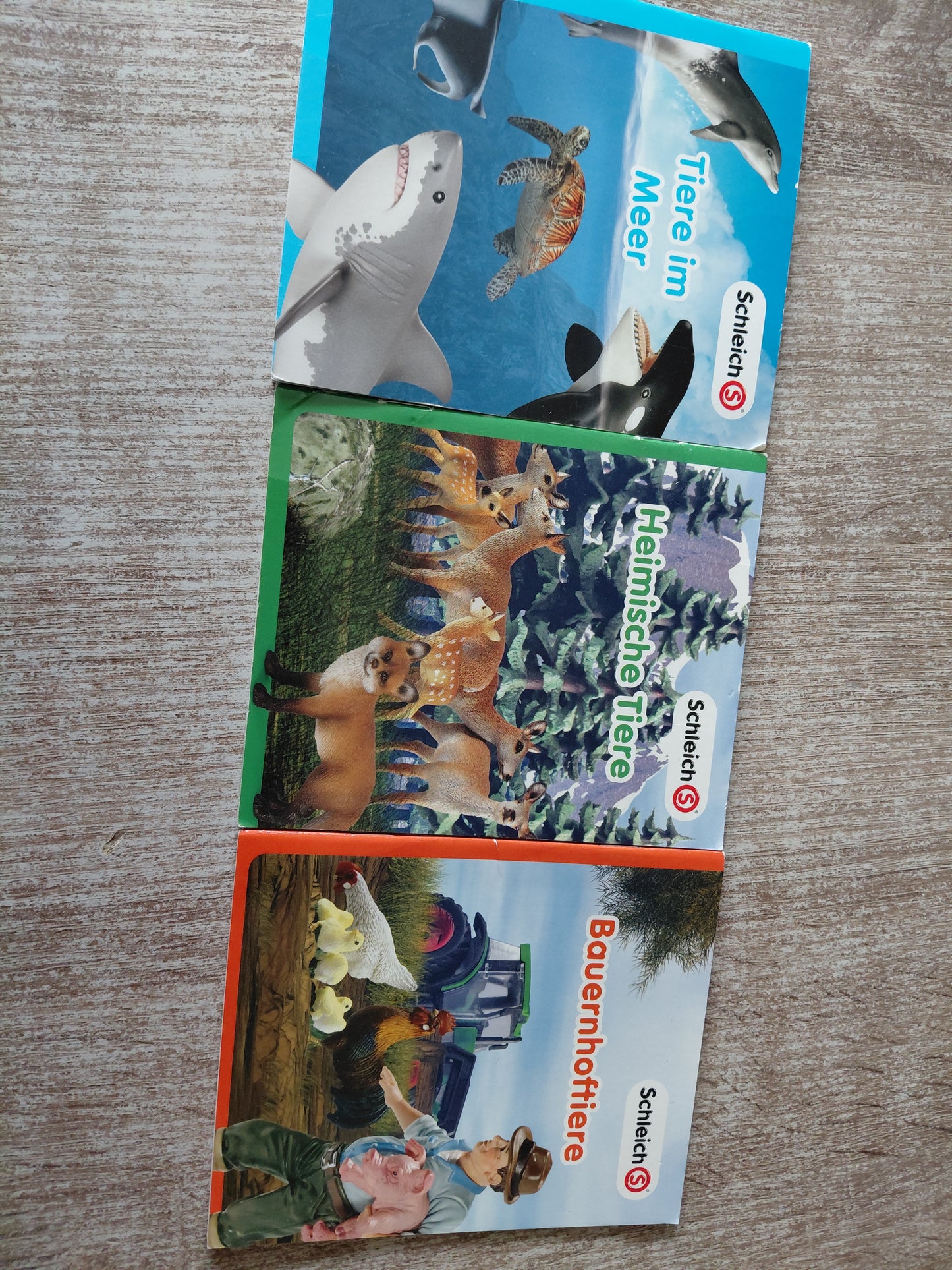 3 Schleich Hefte 1 Tiere im Meer 2 Heimische Tiere  3 Bauernhoftiere
