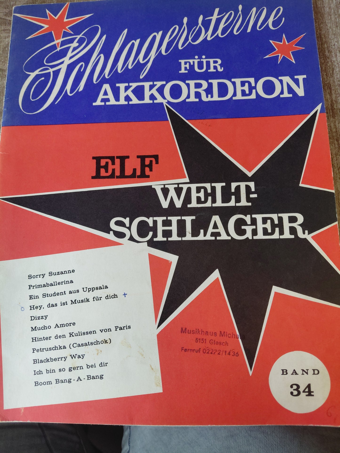 Schlagersterne für Akkordion Elf Weltschlager Band 34