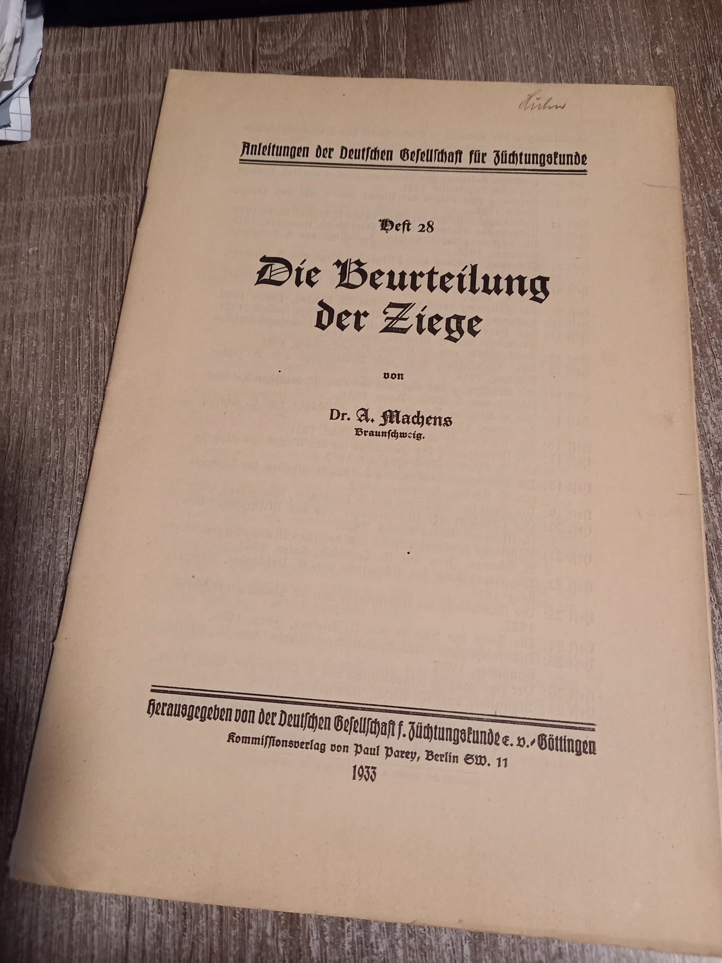 Die Beurteilung der Ziege Heft 28