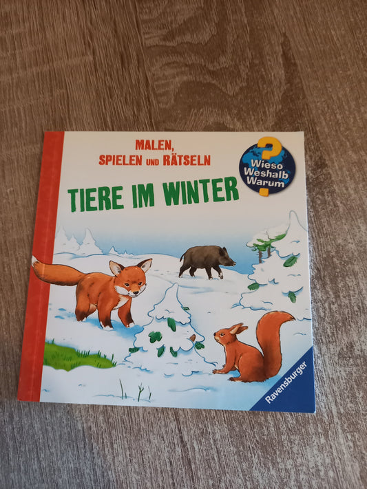 Tiere im Winter Malen Spielen Rätseln