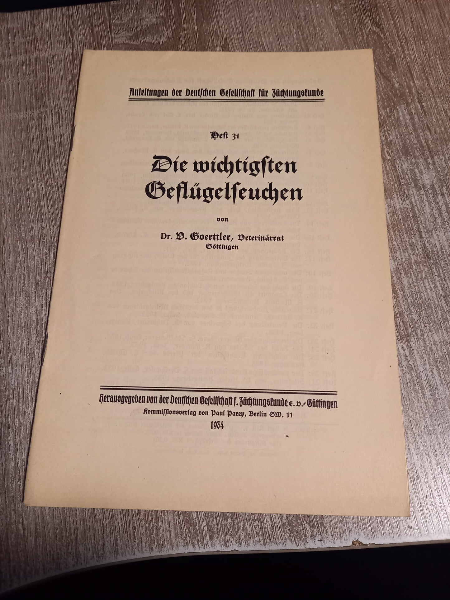 Die wichtigsten Geflügelseuchen Heft 31