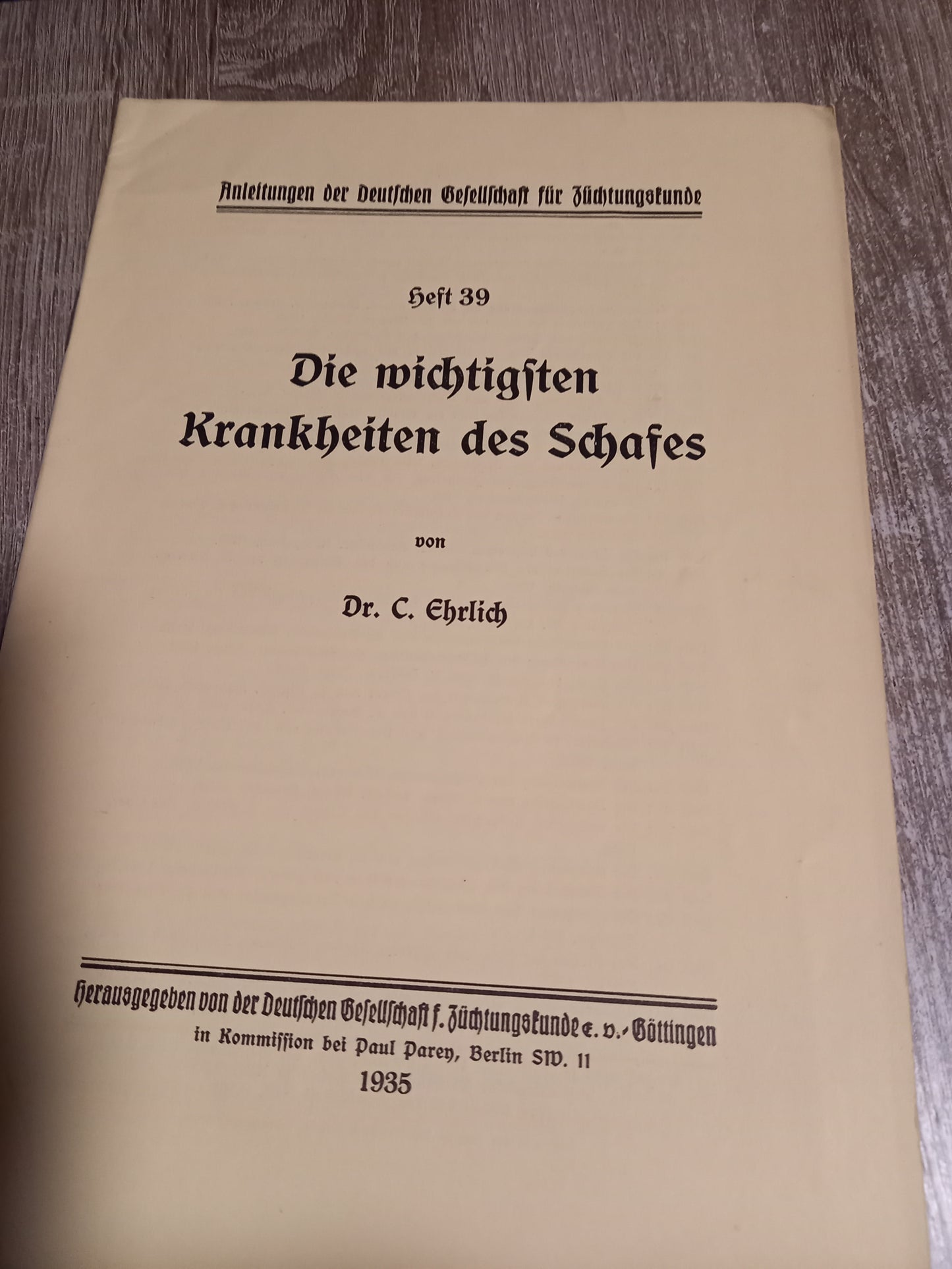 Die wichtigsten Krankheiten des Schafes Heft 39