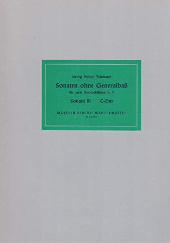 Georg Philipp Telemann : Sonaten ohne Generalbaß für zwei Altblockflöten in F - Sonata III C-Dur.